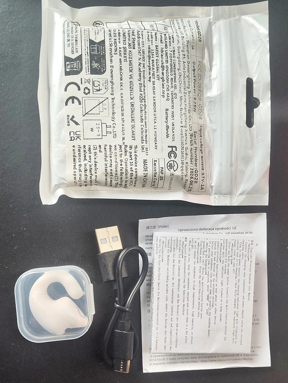 GD28 Open-Ear Clip-On Bluetooth Headset Wireless Earbud
